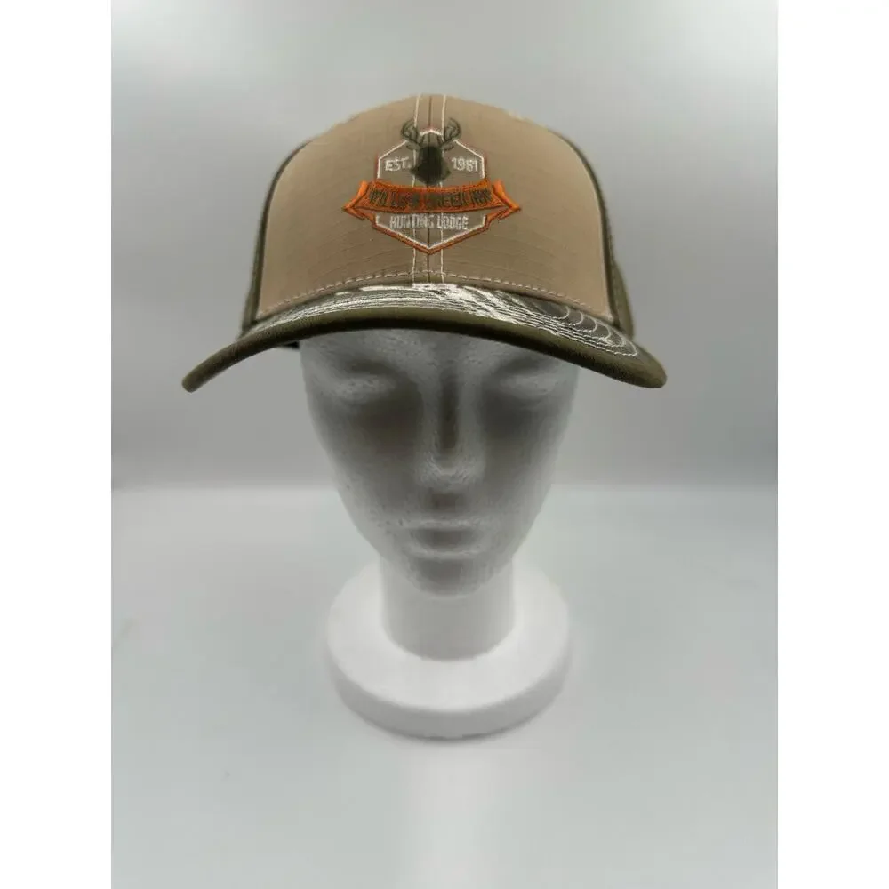 Willow Creek Inn Hunting Lodge Baseball Cap Hat - Adjustable - Tan Green